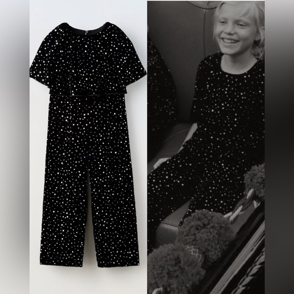 Zara Other - NWT ZARA‎ Kids Sequin Velvet Jumpsuit Girls Party Holiday , size 11-12 Years